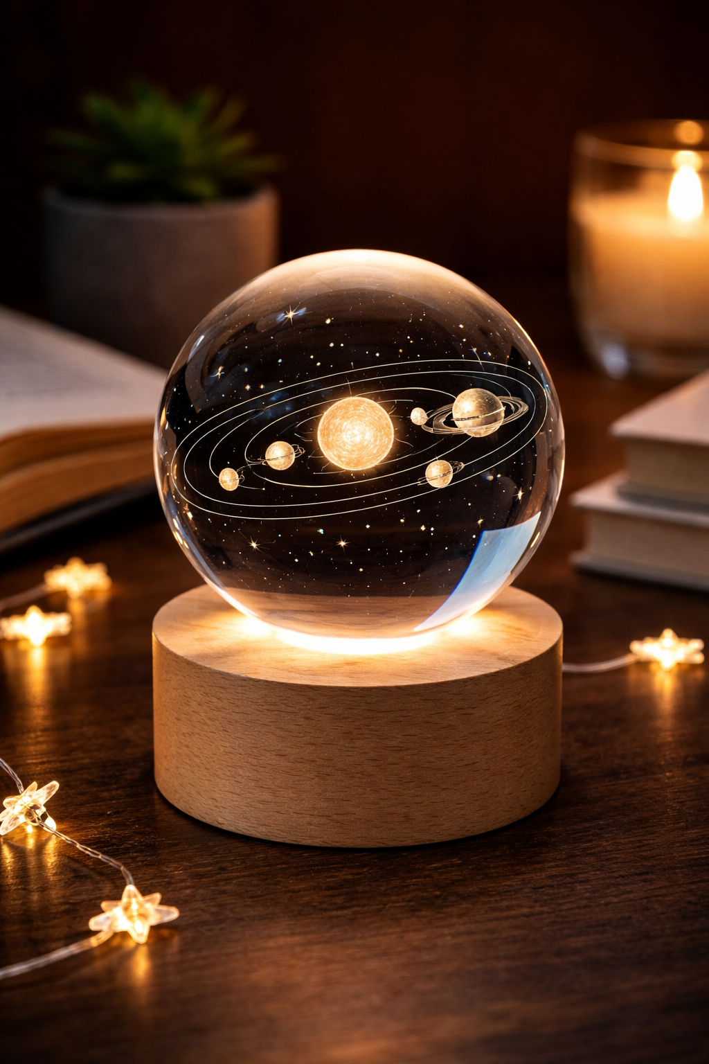 3D Crystal Ball Solar System Globe – LED Astronomy Planet Decoration